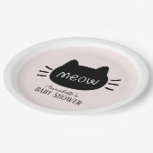 Assiettes En Carton Meow Chat noir visage rose fille Baby shower (Angle)