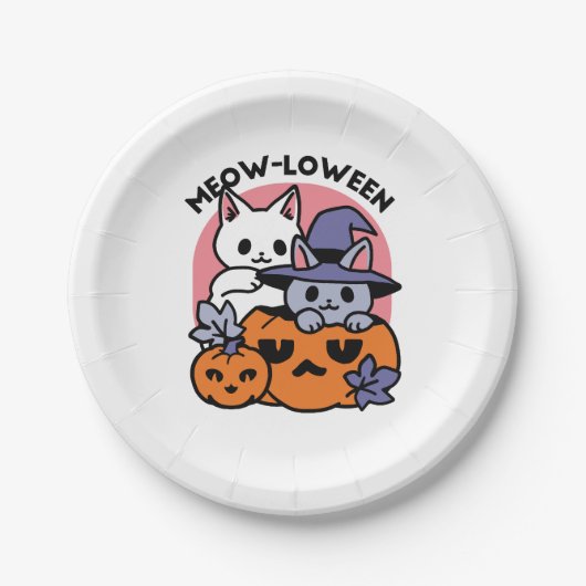 Assiettes En Carton Meow-Loween - Cute Halloween Conception Chat (Devant)