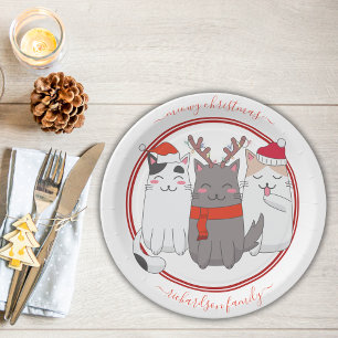 Assiettes En Carton Meowy Christmas Holiday Cats