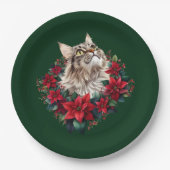 Assiettes En Carton Meowy Christmas Maine Coon Cat  (Devant)