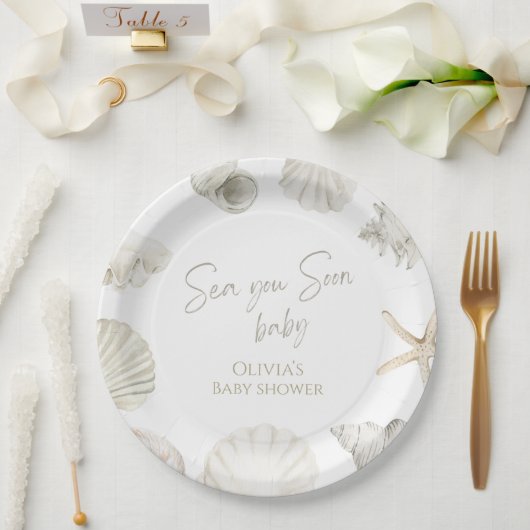 Assiettes En Carton Mer bientôt baby shower (Mariage)
