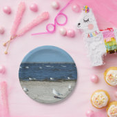 Assiettes En Carton mer, eau, mouette, oiseau, voyage, bleu, ciel, (Fête)