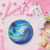 Assiettes En Carton Mer Océan Grande Vague Eau (Fête)