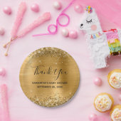 Assiettes En Carton Merci de Baby shower à huile d'or (Fête)