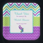 Assiettes En Carton Merci de Fête des mariées Peacock Purple Chevron<br><div class="desc">Plaque en papier Peacock Purple Chevron Fête des mariées Merci. Une façon idéale d'impressionner vos invités quand vous vous livrez ces bouchées de nourriture et remerciez vos invités d'avoir assisté à votre réception. Le texte peut être modifié selon vos besoins. Oeuvre de JW Illustrations (18)</div>