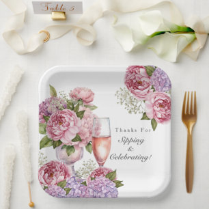 Assiettes En Carton Merci de sipping & Celebrating floral
