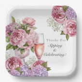 Assiettes En Carton Merci de sipping & Celebrating floral (Recto)