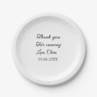 Assiettes En Carton merci d'être venu/venue nom à ajouter par SMS