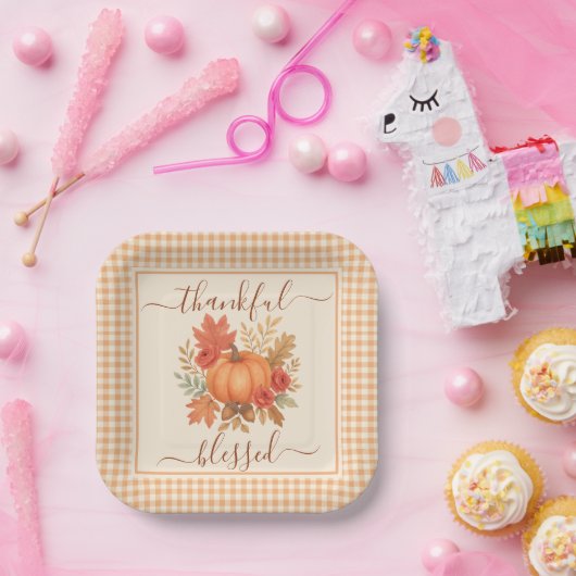 Assiettes En Carton Merci et béni Citrouille | Action de grâces automn (Fête)