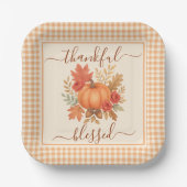 Assiettes En Carton Merci et béni Citrouille | Action de grâces automn (Recto)