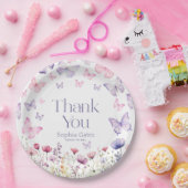 Assiettes En Carton Merci Fleur sauvage papillon (Fête)