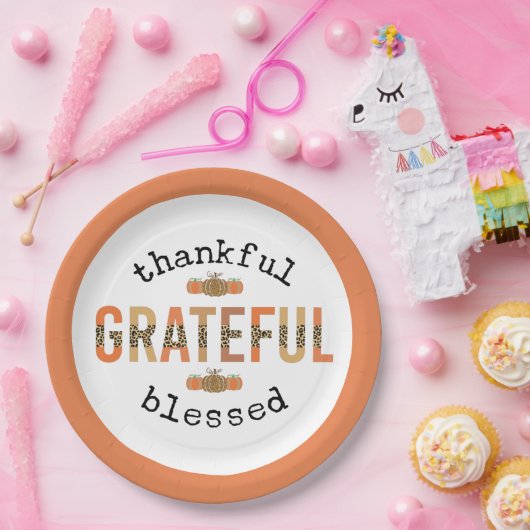 Assiettes En Carton Merci Grateful Blessé mignon automne Thanksgiving (Fête)