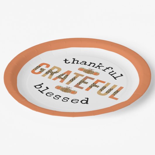 Assiettes En Carton Merci Grateful Blessé mignon automne Thanksgiving (Angle)