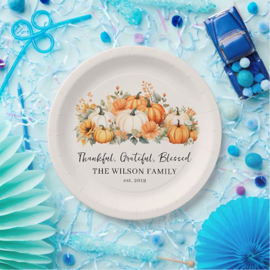 Assiettes En Carton Merci Grateful Blessed Automne Citrouille Nom de f (Fête)
