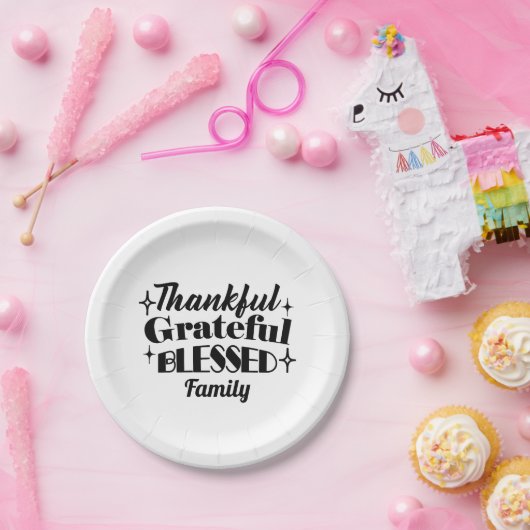 Assiettes En Carton Merci, Gratuit, Béni Étincelant Thanksgiving (Fête)