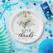 Assiettes En Carton Merci Green White Citrouille Thanksgiving (Fête)