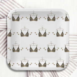 Assiettes En Carton Merci Lace Aquarelle Lingerie Fête des mariées