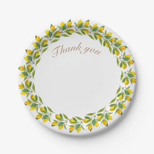 Assiettes En Carton Merci Lemon verdure vintage Mariage