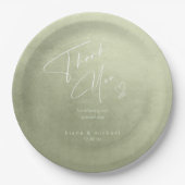 Assiettes En Carton Merci Mariage aquarelle Sage Green ID786 (Devant)