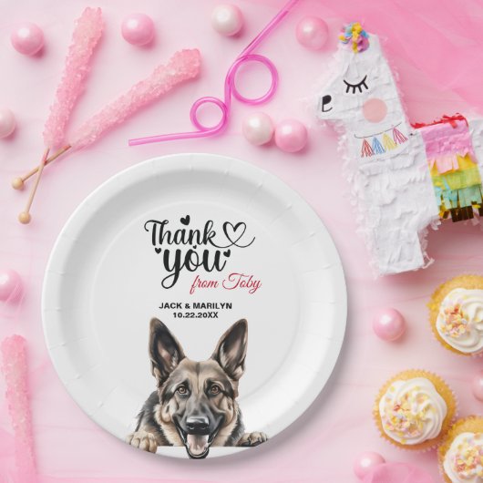 Assiettes En Carton Merci Mariage berger allemand (Fête)