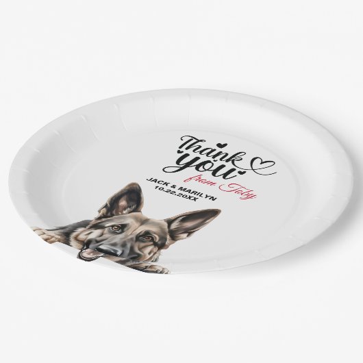 Assiettes En Carton Merci Mariage berger allemand (Angle)