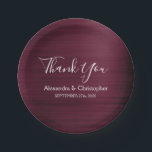 Assiettes En Carton Merci Mariage pourpre de Bourgogne<br><div class="desc">Burgundy Purple Faux Métallic Acier Inoxydable Brosse Métal Élégant et moderne Plaques de Merci Mariage. Ces Plaques Merci Marsala Cranberry Mariages peuvent être customisées pour inclure votre nom et votre date mariage. Veuillez contacter le concepteur si vous souhaitez customiser des articles correspondants.</div>
