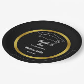 Assiettes En Carton Merci noir et blanc Graduation Grad's Name (Angle)