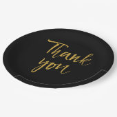 Assiettes En Carton Merci noir et or (Angle)