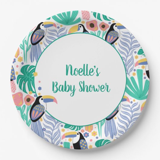 Assiettes En Carton Merci Tropical Toucan Bird Baby shower (Devant)