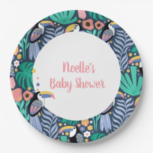 Assiettes En Carton Merci Tropical Toucan Bird Baby shower