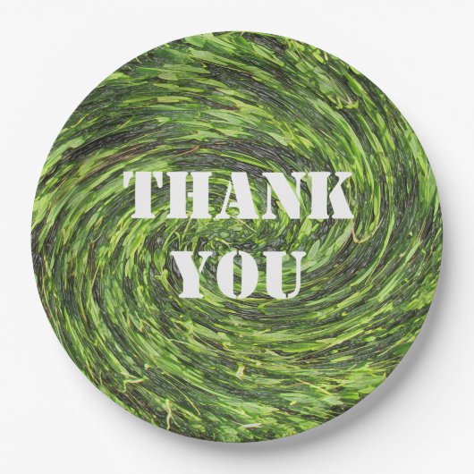 Assiettes En Carton Merci vert brillant vague Abstraite appréciation (Devant)