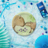 Assiettes En Carton Mère et bébé Capybara (Fête)