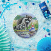 Assiettes En Carton Mère Raccoon, Baby and Toy Boat (Fête)