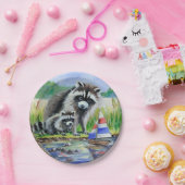 Assiettes En Carton Mère Raccoon, Baby and Toy Boat (Fête)