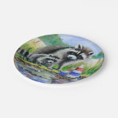 Assiettes En Carton Mère Raccoon, Baby and Toy Boat (Angle)