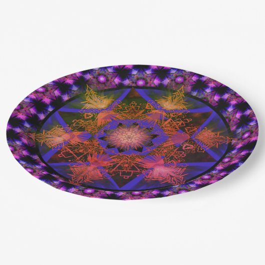Assiettes En Carton Merkabah Mandala Motif (Angle)