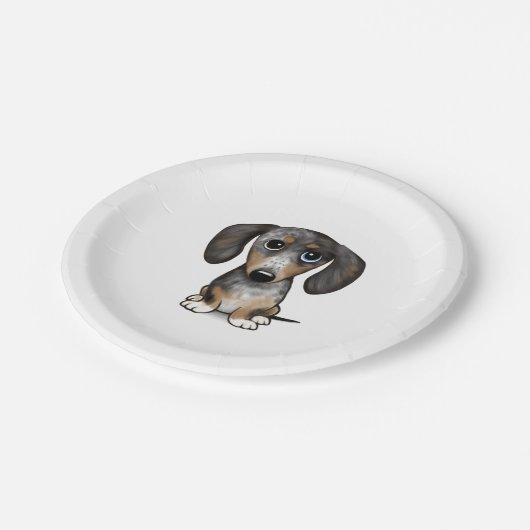Assiettes En Carton Merle Dapple Dachshund mignon chien Wiener (Angle)