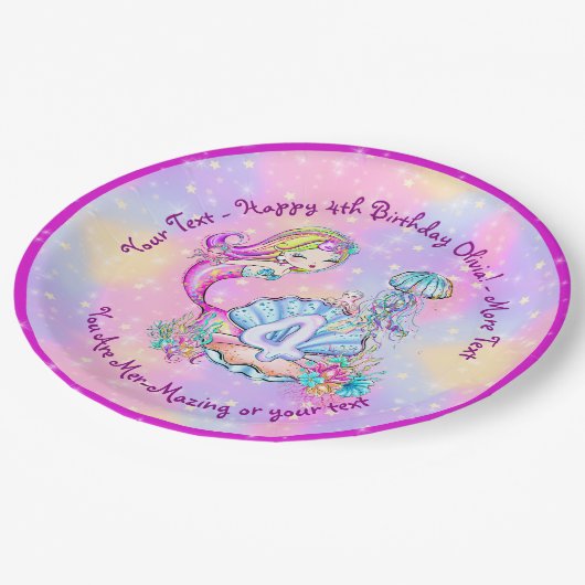 Assiettes En Carton Mermaid 4e anniversaire Modifier Modifier Modifier (Angle)