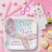 Assiettes En Carton Mermaid 5e anniversaire Plongée dans cinq violets (Fête)
