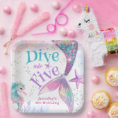 Assiettes En Carton Mermaid 5e anniversaire Plongée en cinq (Fête)