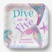 Assiettes En Carton Mermaid 5e anniversaire Plongée en cinq (Recto)