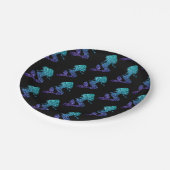 Assiettes En Carton Mermaid aqua bleu ombre motif noir (Angle)