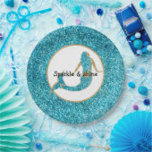 Assiettes En Carton Mermaid Aqua Gold Glitz Parties scintillant (Fête)