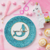 Assiettes En Carton Mermaid Aqua Gold Glitz Parties scintillant (Fête)