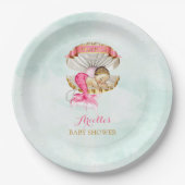 Assiettes En Carton Mermaid Bébé Clam Shell Tiara Pearls Or rose (Devant)