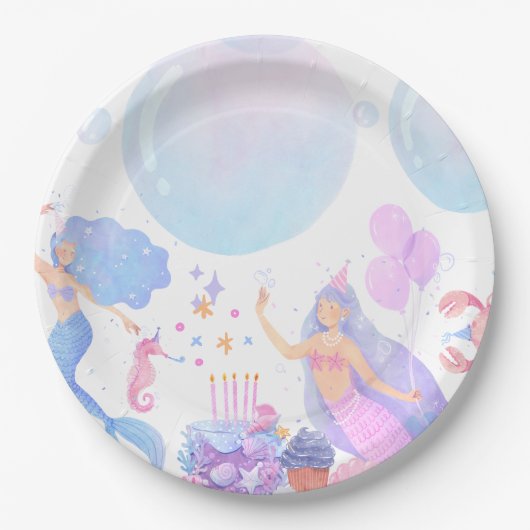 Assiettes En Carton Mermaid Birthday (Devant)