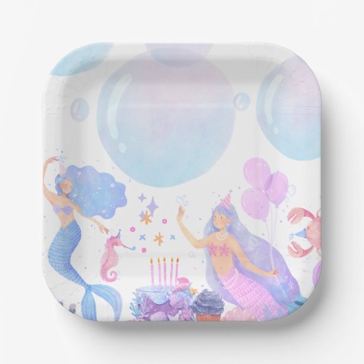 Assiettes En Carton Mermaid Birthday (Recto)
