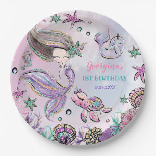 Assiettes En Carton Mermaid branché, tortue de mer et Narwhal Birthday
