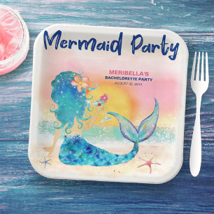 Assiettes En Carton Mermaid Cocktail Tropical Beach Bachelorette Party
