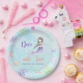 Assiettes En Carton Mermaid Girl Dive In Five 5th Birthday Party (Fête)